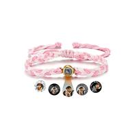 Zysta Bracciale Proiezione Photo Personalizzata per Donna Uomo Bracciale a Corda Colorata Intrecciata Porta Foto Proiettata Dentro Personalizzabile Regalobile per Ragazzi Regalo Coppia BFF (Rosa)