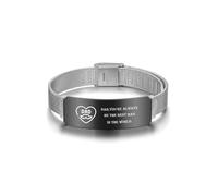 Zysta Bracciale Uomo Identificativo Personalizzato con Nome Scritto ID Bracciale a Catena Ciondolo Targhetta Incisione Text Messaggio Braccialetto Personalizzabile Ragazzo (Nero Maglia Mesh)