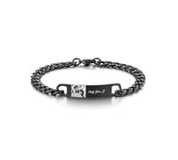 Zysta Bracciale Uomo Identificativo Personalizzato con Nome Scritto in Acciaio Bracciale a Catena Ciondolo Targhetta Incisione Text Messaggio Braccialetto Personalizzabile Ragazzo (Nero Cubana Foto)