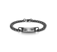 Zysta Bracciale Uomo Identificativo Personalizzato con Nome Scritto in Acciaio ID Bracciale a Catena Ciondolo Targhetta Incisione Text Messaggio Braccialetto Personalizzabile Ragazzo (Nero con Occhi)