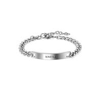 Zysta Bracciale Uomo Identificativo Personalizzato con Nome Scritto in Acciaio Inox ID Bracciale a Catena Ciondolo Targhetta Incisione Text Messaggio Braccialetto Personalizzabile Regolabile (Blank)