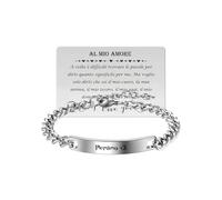 Zysta Bracciale Uomo Identificativo Personalizzato Nome Scritto in Acciaio ID Bracciale a Catena Ciondolo Targhetta Incisione Text Messaggio con Biglietto Visita Regalo in Metallo Personalizzabile