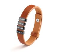 Zysta Bracciale Uomo in Pelle con Perline Personalizzate Nomi Iniziali ID Bracciale Identificativo a Corda Cuoio Porta 3 Nomi Incisione per Uomo Braccialetto Cintura Fidanzati Papà (Marrone+Nero)