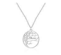 Zysta Collana Albero della Vita Vuoto Personalizzata 1 Nome Iniziali in Acciaio Inox Collana Pendente Albero Porta Nomi Lettere per Donna Gioielli Identificativi Regalo Coppia BFF Famiglia (Argento)