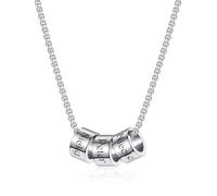 Zysta Collana con Ciondolo Perline Anello Personalizzata Nome e Iniziali per Uomo Donna Collana Pendente Beads Incisione Scritta Personalizzabili per Famiglia Amicizia BFF Coppia (Argento 3 Beads)