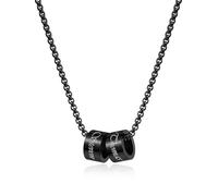 Zysta Collana con Ciondolo Perline Anello Personalizzata Nome e Iniziali per Uomo Donna Collana Pendente Beads Incisione Scritta Personalizzabili per Famiglia Amicizia BFF Coppia (Nero 2 Beads)