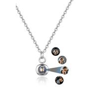 Zysta Collana Proiezione Personalizzata con la tua Foto per Donna Collana Ciondolo Rotondo Piccolo Porta Foto Dentro Personalizzabile Gioielli Distanza Lunga Memoriale Regalo Coppia Mamma (Argento)