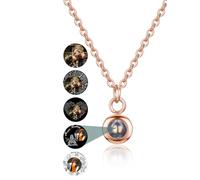 Zysta Collana Proiezione Personalizzata Foto Immagine per Donna Ragazza Collana Ciondolo Rotondo con Foto Proiettata Personalizzabile Collana con Foto Dentro Memoriale per Fidanzata Mamma (Oro Rosa)