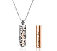 Zysta Collana Urna Porta Ceneri con Ciondolo Colonna Filigrana in Acciaio Inox, Collana di Cremazione con Bottiglia Aperta per Capelli Denti Fiori Secchi per Lei (Oro Rosa Personalizzato)