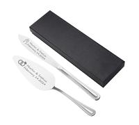 Zysta Coltello e Paletta per Torte Nuziali Personalizzabile Messaggio Set Taglio Dolce Incisione Personalizzata Nome Iniziali Modello in Acciaio Inossidabile Regalo per Matrimonio Natale (Argento)