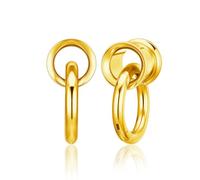 Zysta Dilatatore Piercing Orecchio Tunnel in Acciaio Inossidabile Ear Plugs Piercing Pendente con Anelli Estensore Dilatatori Lobo in Acciaio Chirurgico Doppio Svasato Piercing Rings (Oro 8mm)