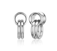 Zysta Dilatatore Piercing Orecchio Tunnel in Acciaio Inossidabile Ear Plugs Piercing Pendente con Anelli Estensore Dilatatori Lobo in Acciaio Chirurgico Doppio Svasato Piercing Rings (Argento 10mm)