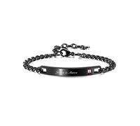 Zysta ID Bracciale Incisione Personalizzata Nome Data Coordinate per Donna Bracciale Identificativo Personalizzabile Scritto Text in Acciaio Inossidabile Braccialetto a Catena Cubana (Nero Strass)