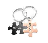 Zysta Portachiavi Puzzle Incisione Personalizzata Nomi Scritto in Acciaio Inox Coppia Portachiavi Ciondolo Puzzle Diviso Personalizzabile Messaggio BFF Porta Chiavi Amicizia per 2 (Rosa & Nero)