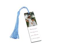 Zysta Segnalibro in Legno Personalizzato Foto Immagine con Nappa Blu Segnalibro Personalizzabile Scritta Messaggio la tua Frase Lettore Insegnante Maestre Ricordo Memoriale Laurea 94 mm Foto e Text