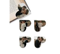 Zysta Segnalibro in Pelle Cuore con Foto Personalizzata per Lettore Segna Libro Piccolo Personalizzabile la tua Foto Immagine Logo Memoriale Fermaglio per Libri Cuore Maestra Insegnante Studenti (6pz)