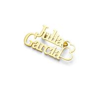 Zysta Spilla Nome Personalizzato con Cuore Vuoto in Acciaio Inossidabile ID Spilla Porta Nome Identificativo Personalizzabile Iniziali Lettere Posizione per Abbigliamento Abito Vestito (Oro)