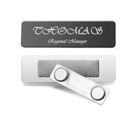 Zysta Targhetta Personalizzata Incisione Nome Numero Civico con Magnete per Porta Cassetta Postale Citofono ID Badge con Iniziali Ufficio con Spilla in Acciaio Targa con Nome 7 x 2cm (Nero Magnete)