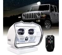 ZYT-DHRUCB Faro di Ricerca con Telecomando Wireless da 50 W Faro di Ricerca Faro di Ricerca a LED con Rotazione a 360° per Camion Fuoristrada, Barche, fattorie domestiche, Protezione del Campo,White