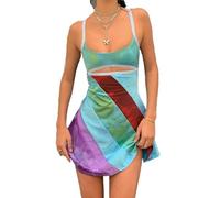 ZYTC Mini abito da donna alla moda Y2k, aderente, con schiena scoperta, per vacanze estive, Verde scuro, M
