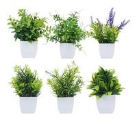Zythrem 6 Piezas Plantas Artificiales Decorativas Mini Planta Artificial Planta Artificial Pequeña Plantas Artificiales para Mesa de Despacho Baño Hogar Decoración