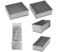 Zythrem Set di quattro Organizer Armadio Cassetti Intimo 5 Pezzi Set Organizzatori per Biancheria Intima in Tessuto Organizer Cassetti Armadio per Calze,Biancherie,Reggiseni,Cravatte,Grigio