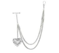 ZythrXLate Catena per orologio da tasca Orologio da tasca Albert uomo con catena e ciondolo a forma di medaglione, regalo for la festa del papà(Silver Heart)