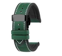 ZythrXLate Cinturino for orologio in gomma fluoro di nylon, cinturino in silicone morbido da uomo, cinturino impermeabile con fibbia per orologi, bracciali(Green White black B,22mm)