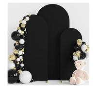 ZythrXLate Set di Rivestimenti per Arco Nuziale Set di 3 coperture for Arco Nuziale in Spandex, Copertura Rotonda for, Decorazione for Feste Compleanno, 1,2 m,5,8(Black)
