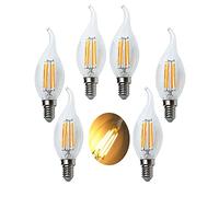 ZYUJIA 6 Confezioni Lampadine a Candela LED E14 6W(Equivalente a 60W) Lampadina a Filamento LED C35 Non Dimmerabile 600LM,Lampada a Candelabro a Risparmio Energetico Vintage Bianco Caldo 2700K