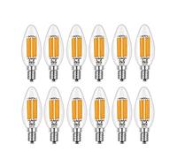 ZYUJIA E14 Lampadine a LED Dimmerabili a Candela,C35 Candelabri a Vite Piccola Lampadine a LED Lampada a Filamento Bianco Caldo 2700K 6W(Equivalente a 60W)12 Confezioni
