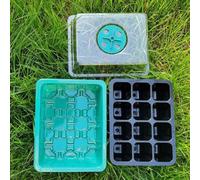 ZYWUOY Set di 6 vassoi per piante di germinazione, scatola per semina per la coltivazione centralizzata del tempo (verde + nero)