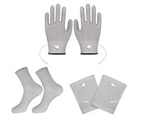 Zyxdk Guanti Conduttivi e Ginocchiere per Elettrodi Manicotto e Calzini Massaggianti con Microcorrente Compatibile con Maggior Parte delle unità Macchina per Alleviare Il Dolore (Color : Grey)