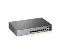 Zyxel Nebula Smart Switch 8-porte Gigabit gestito PoE+ con budget da 130 watt e 2 porte in rame Gigabit + 2 porte SFP con gestione su cloud Nebula, Long Range PoE Switch [GS1350-12HP]