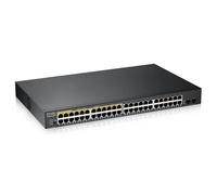 Zyxel 48-porte Gigabit PoE Switch | Gestione Smart | Montaggio in rack | 48 porte PoE+ con budget da 170 W e 2 porte SFP | VLAN, IGMP, QoS| Garanzia a vita [GS1900-48HP]