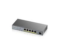Zyxel Switch PoE+ a 5 porte Gigabit Smart-Managed | Budget 60 Watt | 1x SFP | Gestione cloud Nebula | Lungo raggio [GS1350-6HP]
