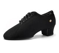 ZYXNYGV Scarpe da ballo da donna, con punta chiusa, lacci in pelle scamosciata, scarpe da ballo professionali, moderne salsa, latina, per insegnamento, pratica e performance, Nero , 38.5 EU