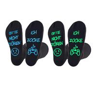 ZYXTLY Zocker - Calzini da gioco con scritta in lingua tedesca "Bitte nicht Stören Ich Zock", divertenti, antiscivolo, ideali come regalo per uomini e donne, nero-2 paia, 36-39