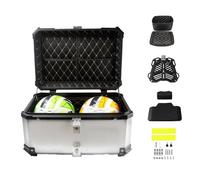 ZYXWLC Bauletto Scooter Alluminio Top Case, Baule per moto Impermeabile Valigia Bauletti Per Moto Quad Motorbike Motocicletta, 28L 36L 45L 55L 65L 80L 100L(Silver,28L)