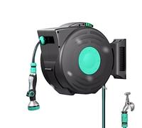 ZYYASHSV Supporto per tubo dell'acqua da giardino, avvolgitubo da parete, 25 m, 1,3 cm, retrattile, montaggio a parete su bobina, portatile, girevole a 180°, supporto per tubo flessibile