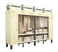 ZYYLIVR Armadio Guardaroba Portatile Per Carichi Pesanti,Appendiabiti Pieghevole Con Copertura,Guardaroba Autoportante Per Appendere Vestiti,Armadio In Stoffa Per Camera Da Letto(Beige3,203cm/80in)