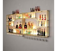ZYYLIVR Ferro Mensola Per Vino Da Parete,Supporto Per Bottiglie Di Vino Industriale,Multifunzione Porta Vino,4 Livelli Vetrinetta Pensile Per Casa,Bar,Sala Da Pranzo,Cucina(Gold,240cm/94.5in)