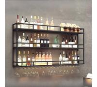 ZYYLIVR Multifunzione Portabottiglie Da Parete,Porta Bottiglie Di Vino Da Parete Con Ripiano Espositivo,3 Livelli Metallo Porta Vino,Ferro Vetrinetta Pensile Da Parete,Nero/Oro(Black,39.3in/100cm)