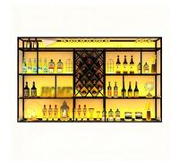 ZYYLIVR Portabottiglie A Parete,portabottiglie Multiuso In Metallo,4 Livelli Porta Bottiglie Di Vino Con Ripiano Espositivo,portabottiglie In Vetro Con Luce LED Per Cucina,Bar,Soggiorno(180cm/70.9in)