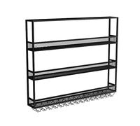 ZYYLIVR Portabottiglie Da Parete,Porta Bottiglie Di Vino Da Parete Con Ripiano Espositivo,Metallo Porta Vino 3 Livelli Con Luce LED,Vetrinetta Pensile Da Parete,Espositore Creativo(180cm/70.9in)