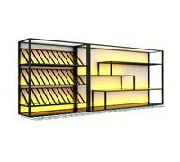 ZYYLIVR Portabottiglie Da Parete,Porta Bottiglie Di Vino Da Parete Con Ripiano Espositivo,Metallo Porta Vino Con Luce LED,Vetrinetta Pensile,Espositore Per Vino Da Parete Per Casa(200cm/78.7in)