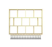 ZYYLIVR PortabottiglieDa Vino,Portabottiglie Da Parete Con Ripiano Espositivo,Industriale Portabottiglie Da Vino A Parete Con Luce LED Con Porta Bicchiere Per Casa,Bar,Ristorante(Gold,160cm/63in)