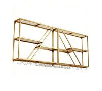 ZYYLIVR Scaffale Per Vino Da Parete Metallo,Metallo Porta Vino 3 Livelli,portabicchieri Da Liquore Industriale Galleggiante,Porta Bottiglie Di Vino Con Ripiano Espositivo Per Bar(Gold,180cm/70.9in)