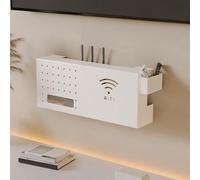 ZYZSY Mensola Router a Parete, Scatola Porta Router WiFi da Parete, Porta Modem, Organizer per Cavi per la Decorazione Della Casa, la TV set-top box di stoccaggio(White,40 * 10 * 20cm/16 * 4 * 8in)