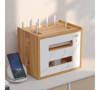 ZYZSY Scatola Portaoggetti per Router WiFi, Mensola Portaoggetti per Riporre Cavi e Router, Porta Modem, Organizer per Cavi per la Decorazione Della Casa(Wood color)